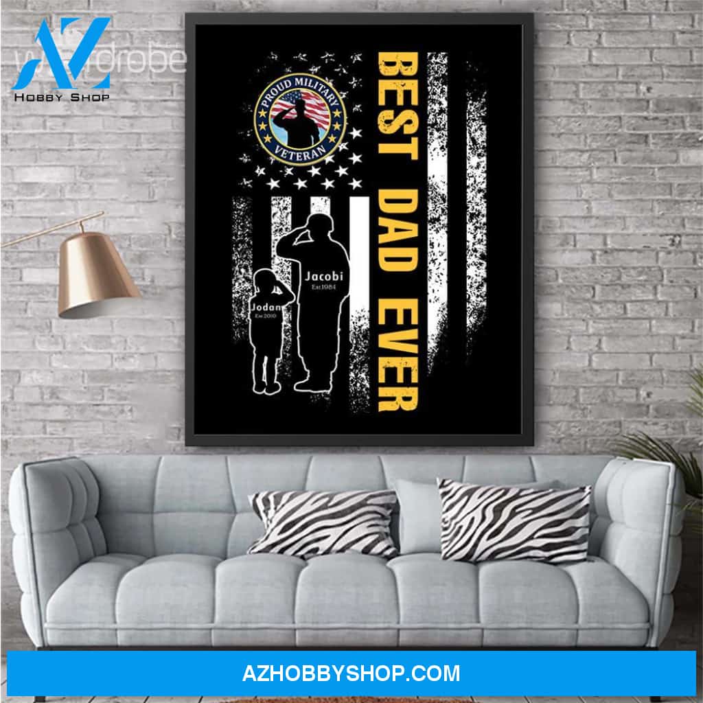 Personalized Father's Day Gift Custom Canvas Dad And Son Proud Military Veteran 1