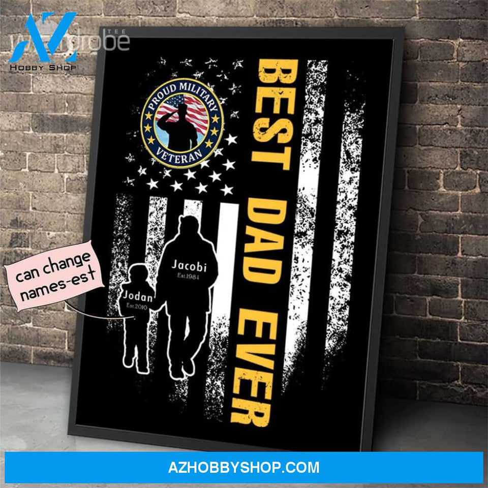 Personalized Father's Day Gift Custom Canvas Dad And Son Proud Military Veteran