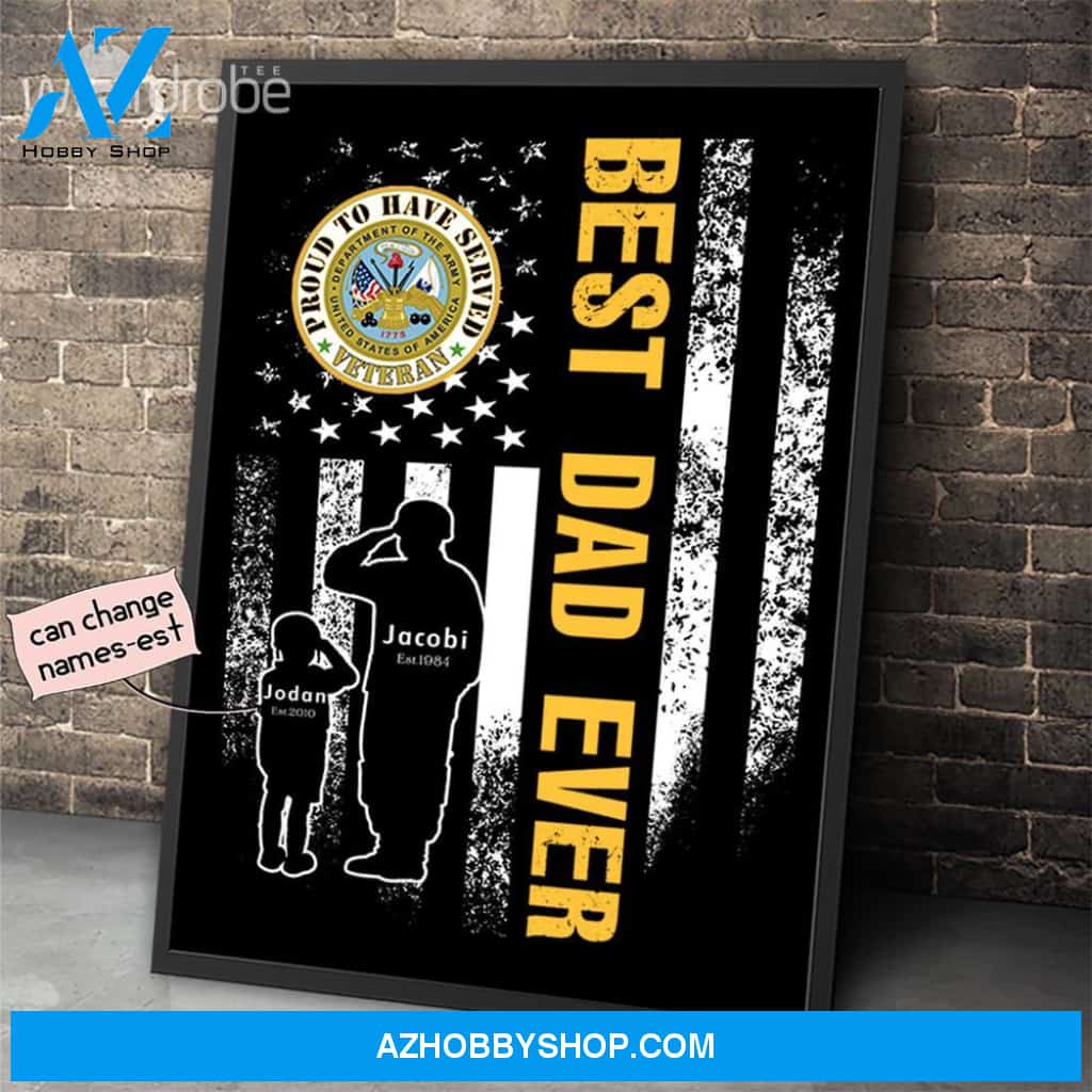 Personalized Father's Day Gift Custom Canvas Dad And Son Proud To Have Served Veteran 1