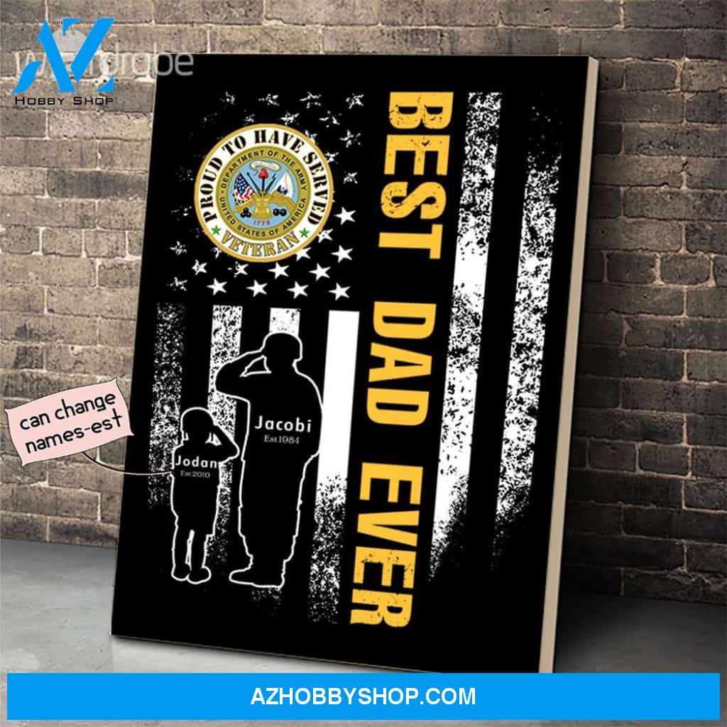 Personalized Father's Day Gift Custom Canvas Dad And Son Proud To Have Served Veteran 1
