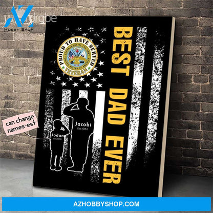 Personalized Father's Day Gift Custom Canvas Dad And Son Proud To Have Served Veteran 1