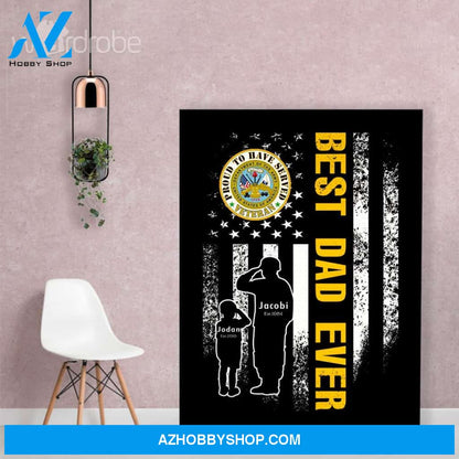 Personalized Father's Day Gift Custom Canvas Dad And Son Proud To Have Served Veteran 1