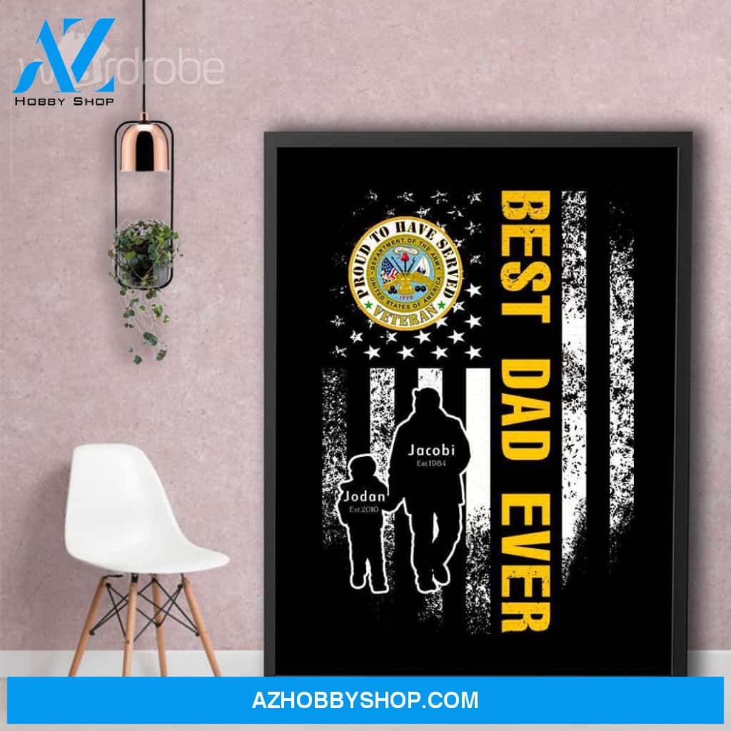Personalized Father's Day Gift Custom Canvas Dad And Son Proud To Have Served Veteran
