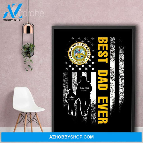 Personalized Father's Day Gift Custom Canvas Dad And Son Proud To Have Served Veteran