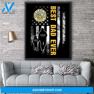 Personalized Father's Day Gift Custom Canvas Dad And Son Proud To Have Served Veteran