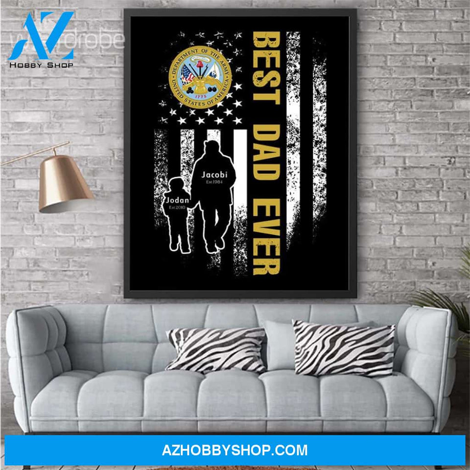 Personalized Father's Day Gift Custom Canvas Dad And Son United State Department Of The Army