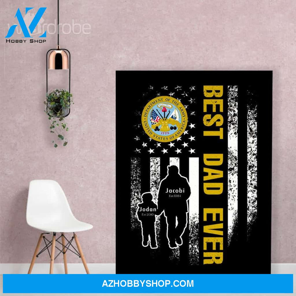 Personalized Father's Day Gift Custom Canvas Dad And Son United State Department Of The Army
