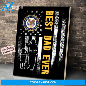 Personalized Father's Day Gift Custom Canvas Dad And Son United State Veteran 1