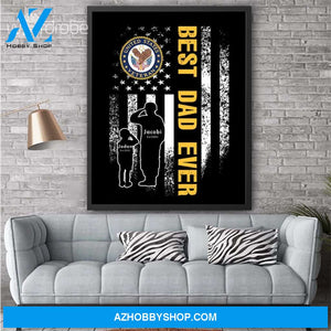 Personalized Father's Day Gift Custom Canvas Dad And Son United State Veteran 1