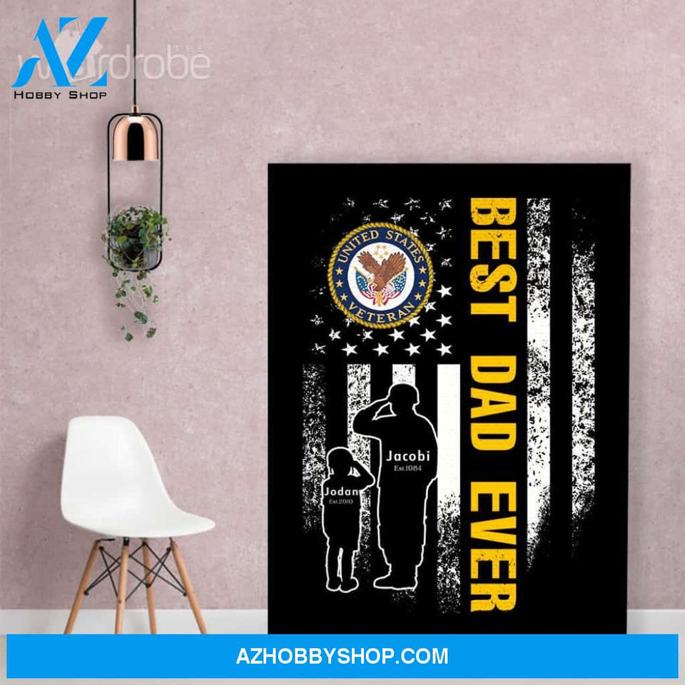 Personalized Father's Day Gift Custom Canvas Dad And Son United State Veteran 1