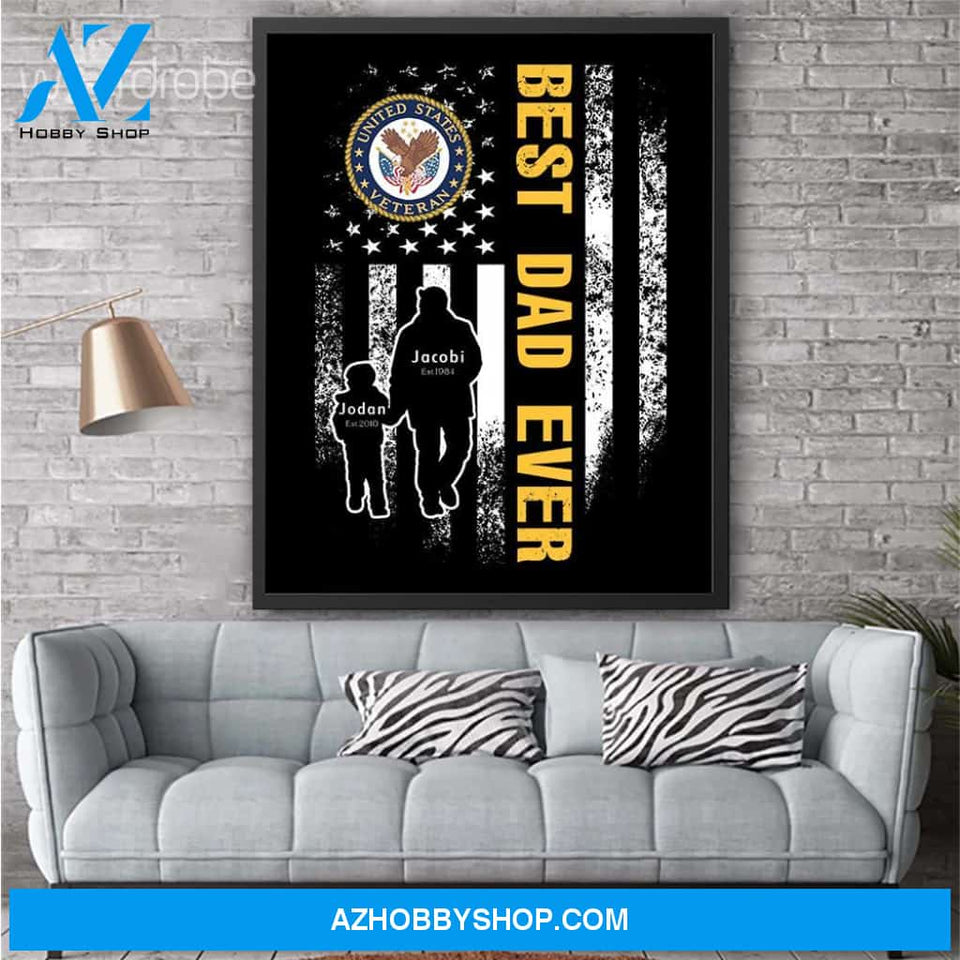 Personalized Father's Day Gift Custom Canvas Dad And Son United State Veteran