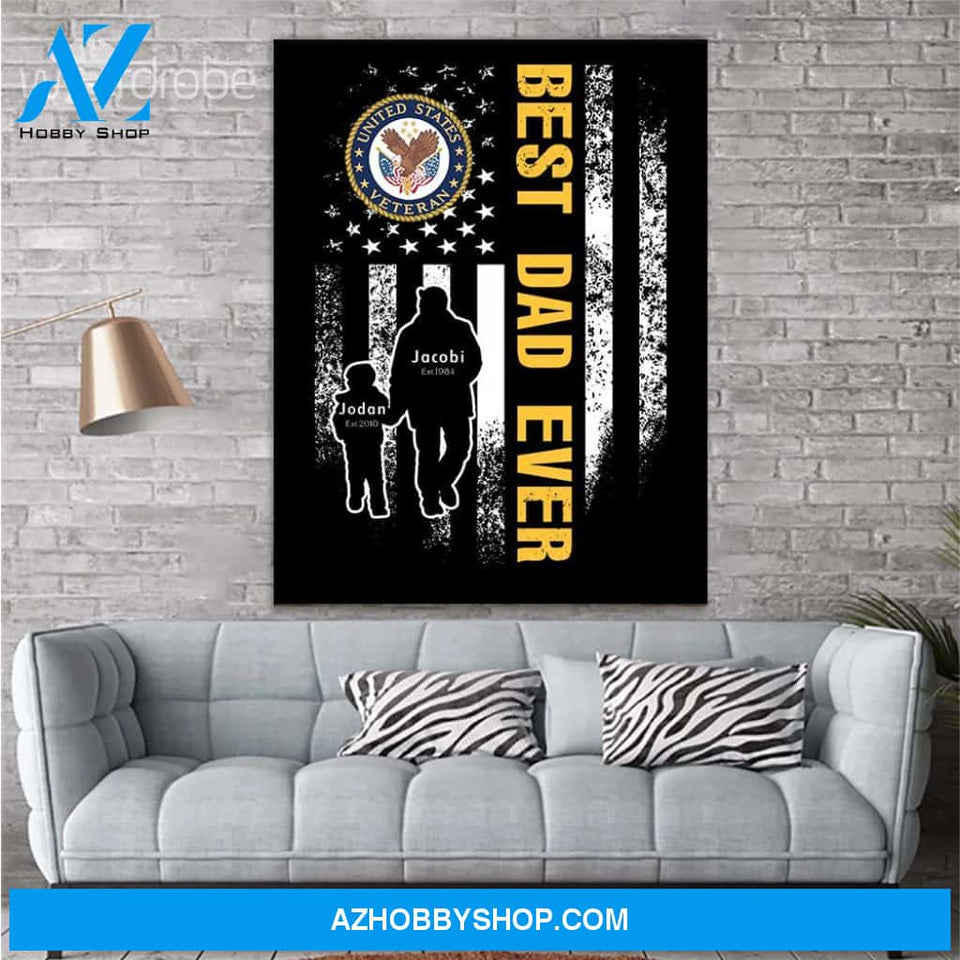 Personalized Father's Day Gift Custom Canvas Dad And Son United State Veteran