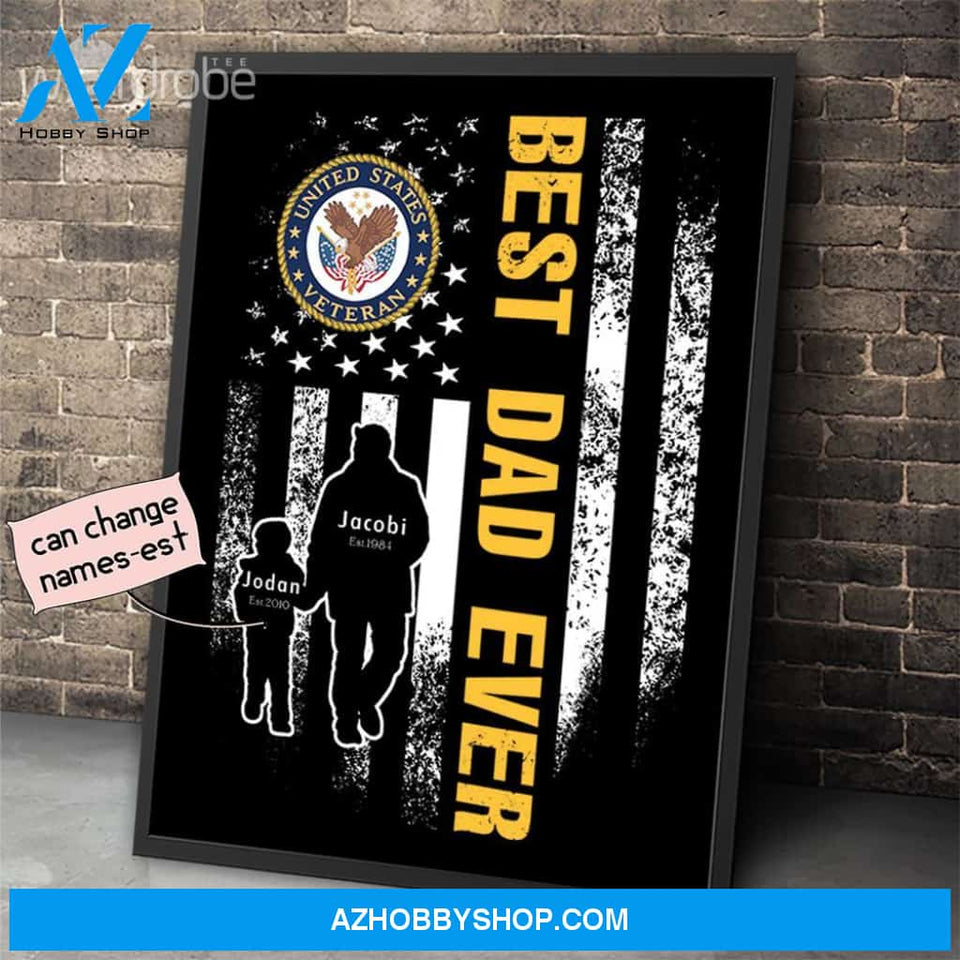 Personalized Father's Day Gift Custom Canvas Dad And Son United State Veteran