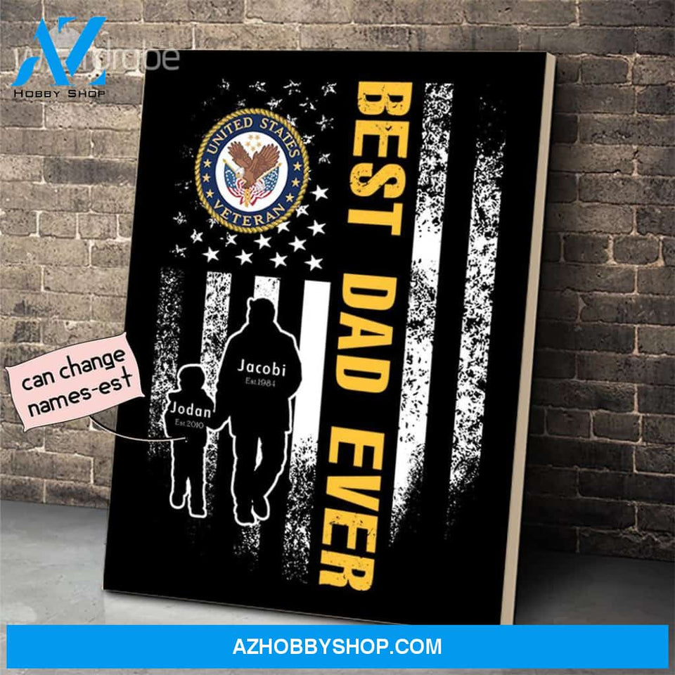 Personalized Father's Day Gift Custom Canvas Dad And Son United State Veteran