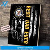 Personalized Father's Day Gift Custom Canvas Dad And Son United State Veteran