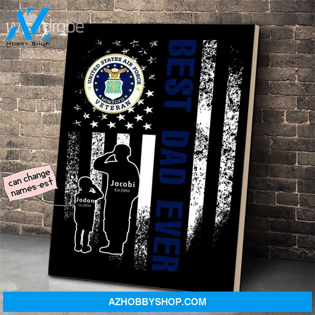Personalized Father's Day Gift Custom Canvas Dad And Son United States Air Force Veteran 1