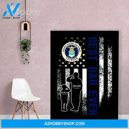 Personalized Father's Day Gift Custom Canvas Dad And Son United States Air Force Veteran 1