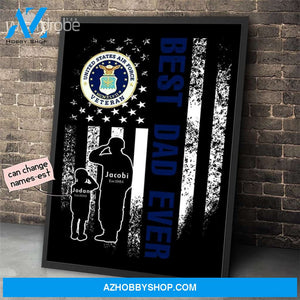 Personalized Father's Day Gift Custom Canvas Dad And Son United States Air Force Veteran 1