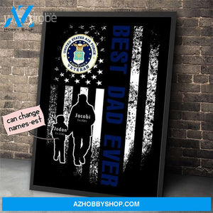 Personalized Father's Day Gift Custom Canvas Dad And Son United States Air Force Veteran