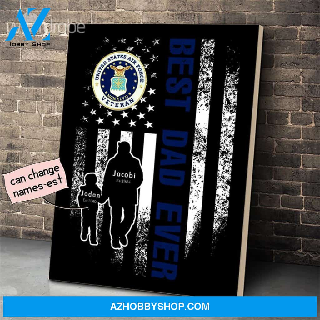 Personalized Father's Day Gift Custom Canvas Dad And Son United States Air Force Veteran