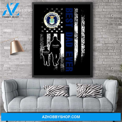 Personalized Father's Day Gift Custom Canvas Dad And Son United States Air Force Veteran