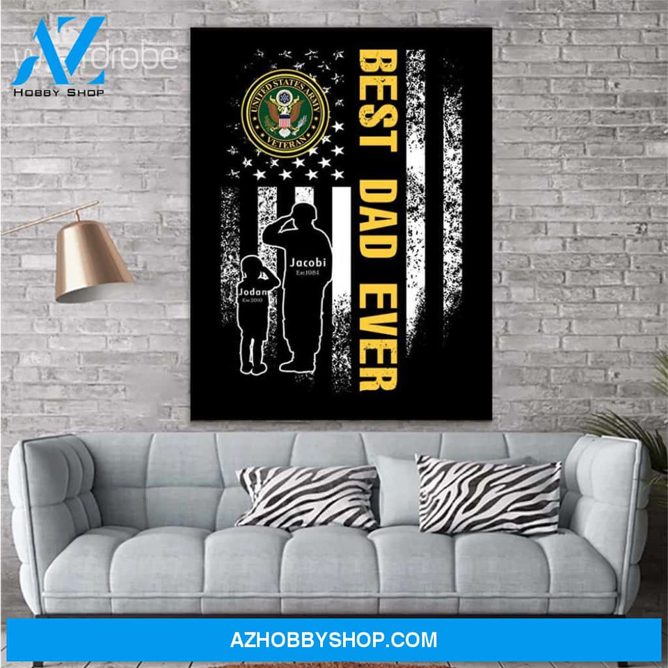 Personalized Father's Day Gift Custom Canvas Dad And Son United States Army Veteran 1