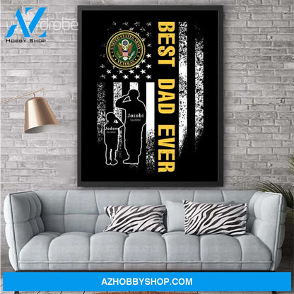 Personalized Father's Day Gift Custom Canvas Dad And Son United States Army Veteran 1