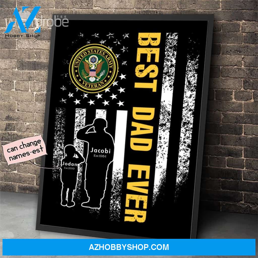 Personalized Father's Day Gift Custom Canvas Dad And Son United States Army Veteran 1