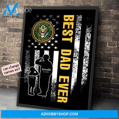 Personalized Father's Day Gift Custom Canvas Dad And Son United States Army Veteran 1