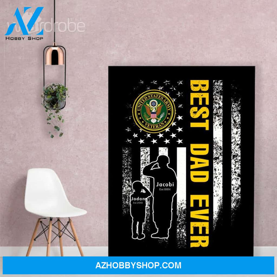Personalized Father's Day Gift Custom Canvas Dad And Son United States Army Veteran 1