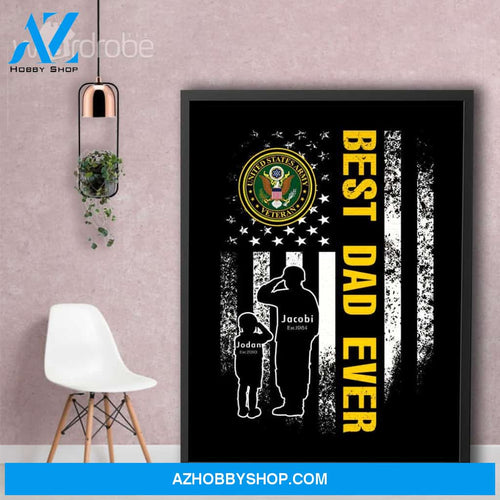 Personalized Father's Day Gift Custom Canvas Dad And Son United States Army Veteran 1