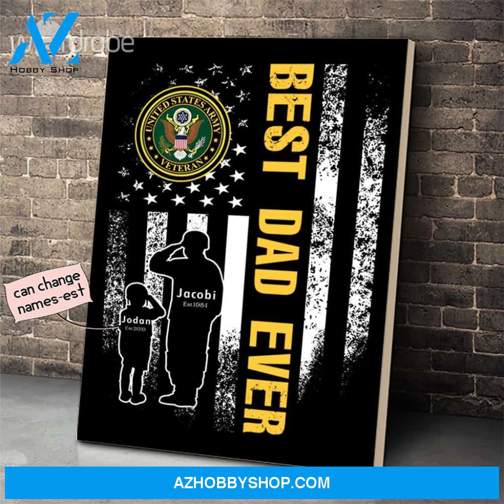 Personalized Father's Day Gift Custom Canvas Dad And Son United States Army Veteran 1
