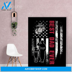 Personalized Father's Day Gift Custom Canvas Dad And Son United States Marine Veteran 1