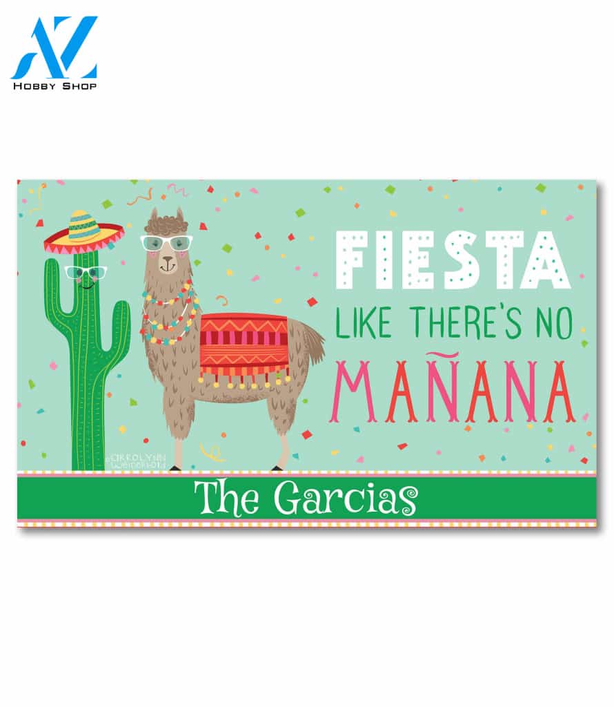 Personalized Fiesta Llama Doormat - 18" x 30"