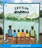 Personalized fishing fleece blanket gift idea for the whole family blanket - Parents & 4 Kids