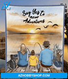 Personalized fishing quilt blanket gift idea for the whole family - Parents & 1 Kid V5 - Say yes to new adventures