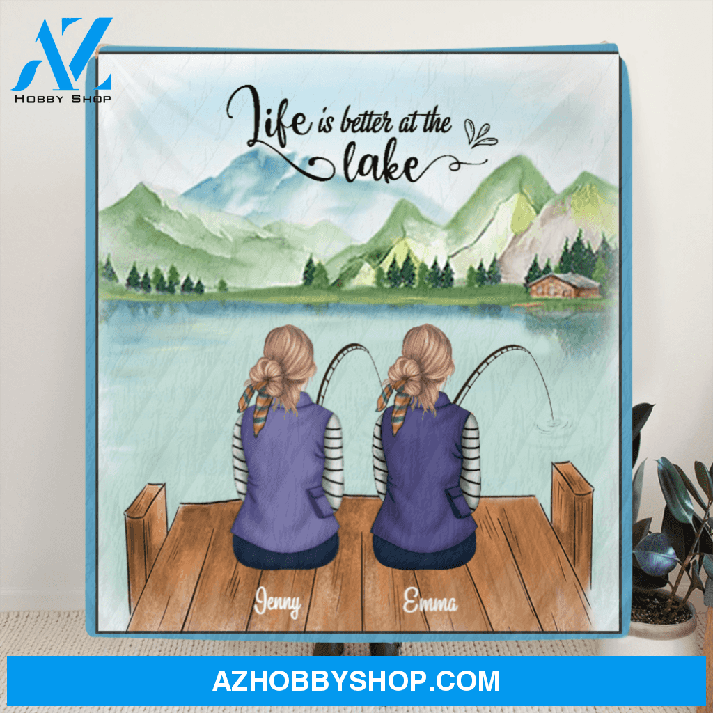 Personalized Fishing Quilt Blanket - Couple - Gift For Couple, Best Gift for Same Sex Couple - Life is better at the lake - C7TBRQ