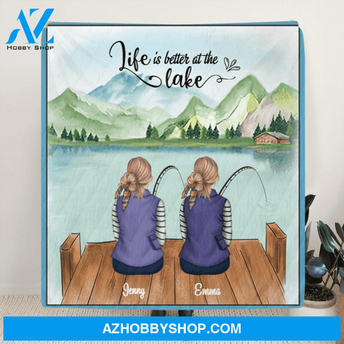 Personalized Fishing Quilt Blanket - Couple - Gift For Couple, Best Gift for Same Sex Couple - Life is better at the lake - C7TBRQ