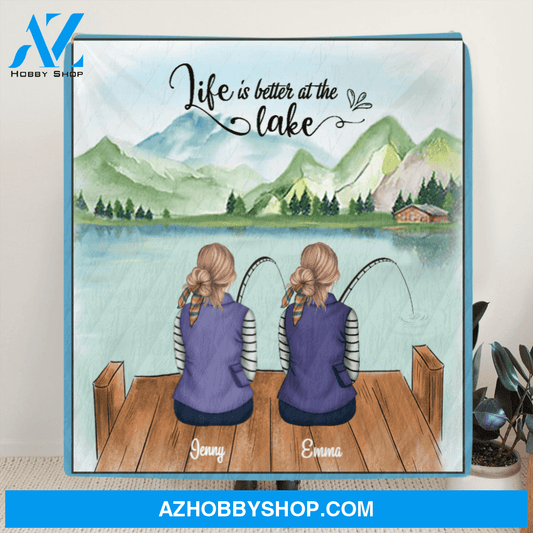 Personalized Fishing Quilt Blanket - Couple - Gift For Couple, Best Gift for Same Sex Couple - Life is better at the lake - C7TBRQ