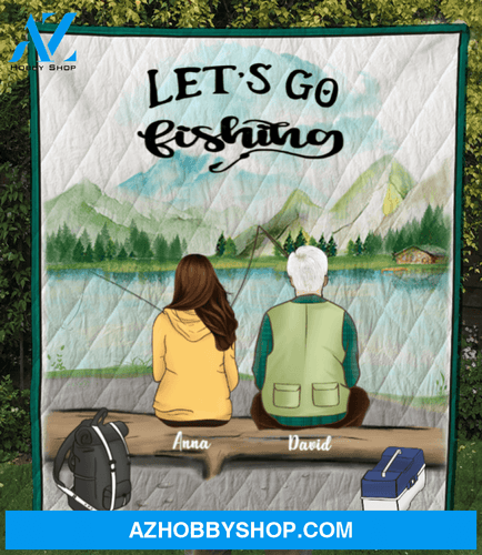 Personalized Fishing Blanket Gift idea for couple, fishing lovers - Couple Fishing Quilt Blanket V2 - Fishing partners for life