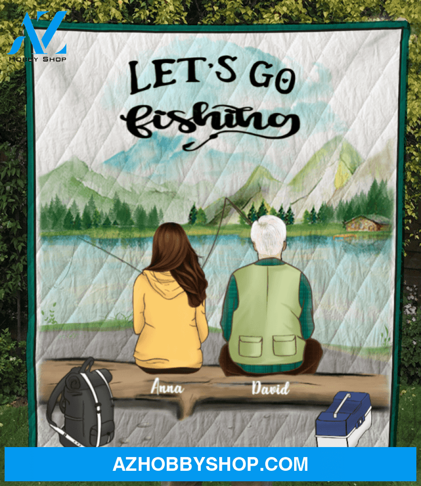 Personalized Fishing Blanket Gift idea for couple, fishing lovers - Couple Fishing Quilt Blanket V2 - Fishing partners for life