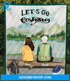 Personalized Fishing Blanket Gift idea for couple, fishing lovers - Couple Fishing Quilt Blanket V2 - Fishing partners for life