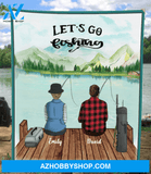 Personalized Fishing Blanket Gift idea for the whole family, couple, fishing lovers - Couple Fishing Fleece Blanket V5 - Let’s go fishing