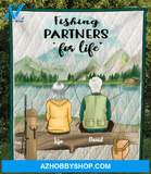 Personalized Fishing Blanket Gift idea for the whole family, couple, fishing lovers - Couple Fishing Quilt Blanket - No Kid, No Pet - Let’s go fishing