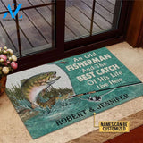 Personalized Fishing Old Couple Best Catch Live Here Customized Doormat | WELCOME MAT | HOUSE WARMING GIFT