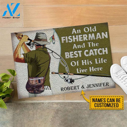 Personalized Fishing Old Couple The Best Catch Live Here Customized Doormat | WELCOME MAT | HOUSE WARMING GIFT