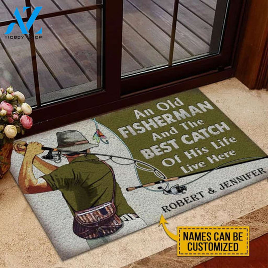 Personalized Fishing Old Couple The Best Catch Live Here Customized Doormat | WELCOME MAT | HOUSE WARMING GIFT