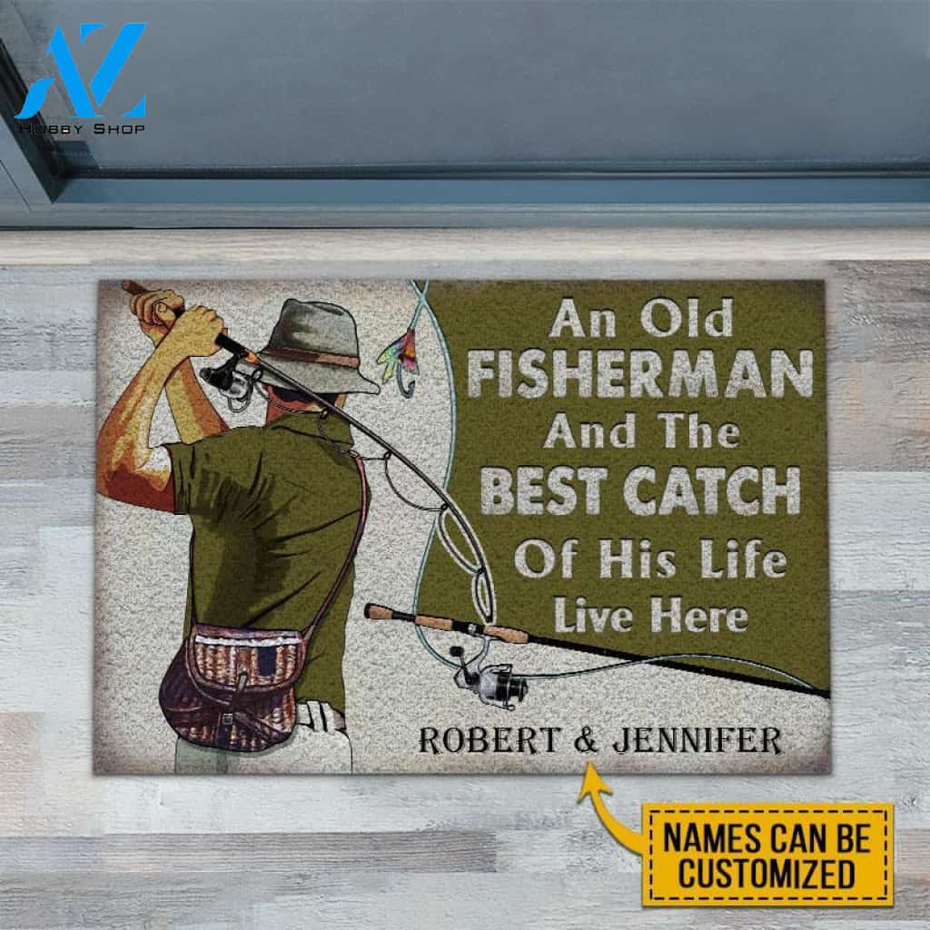 Personalized Fishing Old Couple The Best Catch Live Here Customized Doormat | WELCOME MAT | HOUSE WARMING GIFT