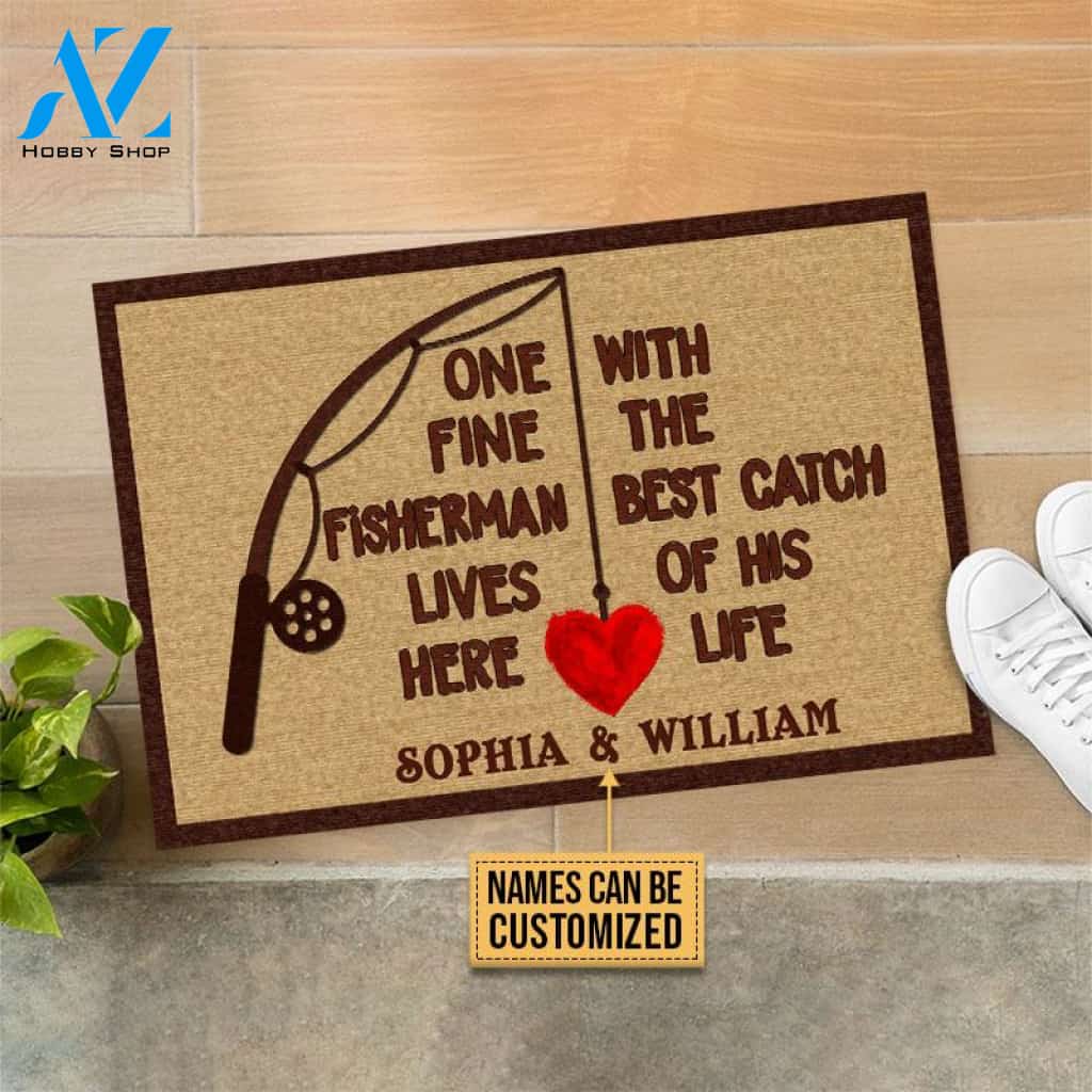 Personalized Fishing One Great Fisherman Custom Doormat
