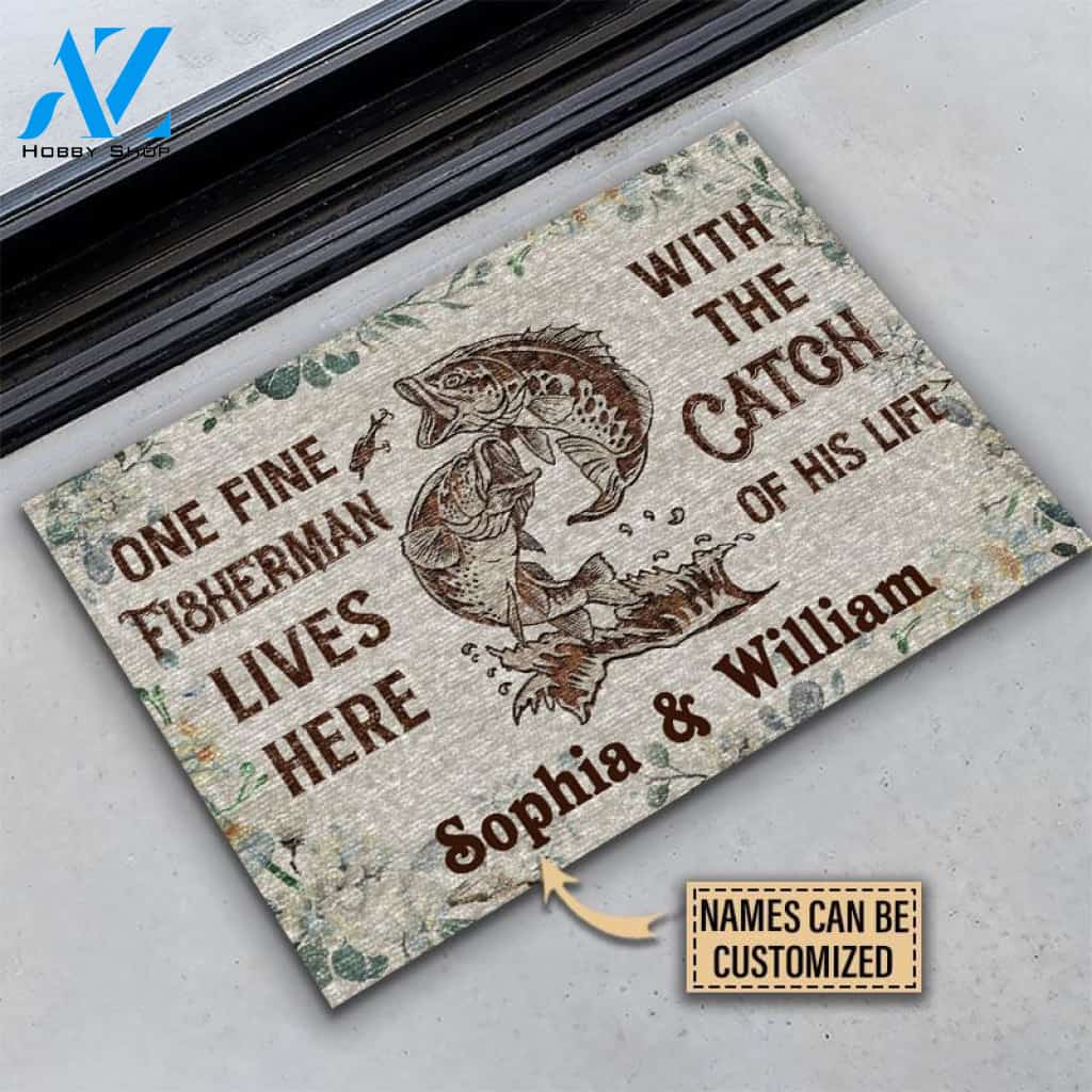 Personalized Fishing The Catch Of His Life Custom Doormat | WELCOME MAT | HOUSE WARMING GIFT